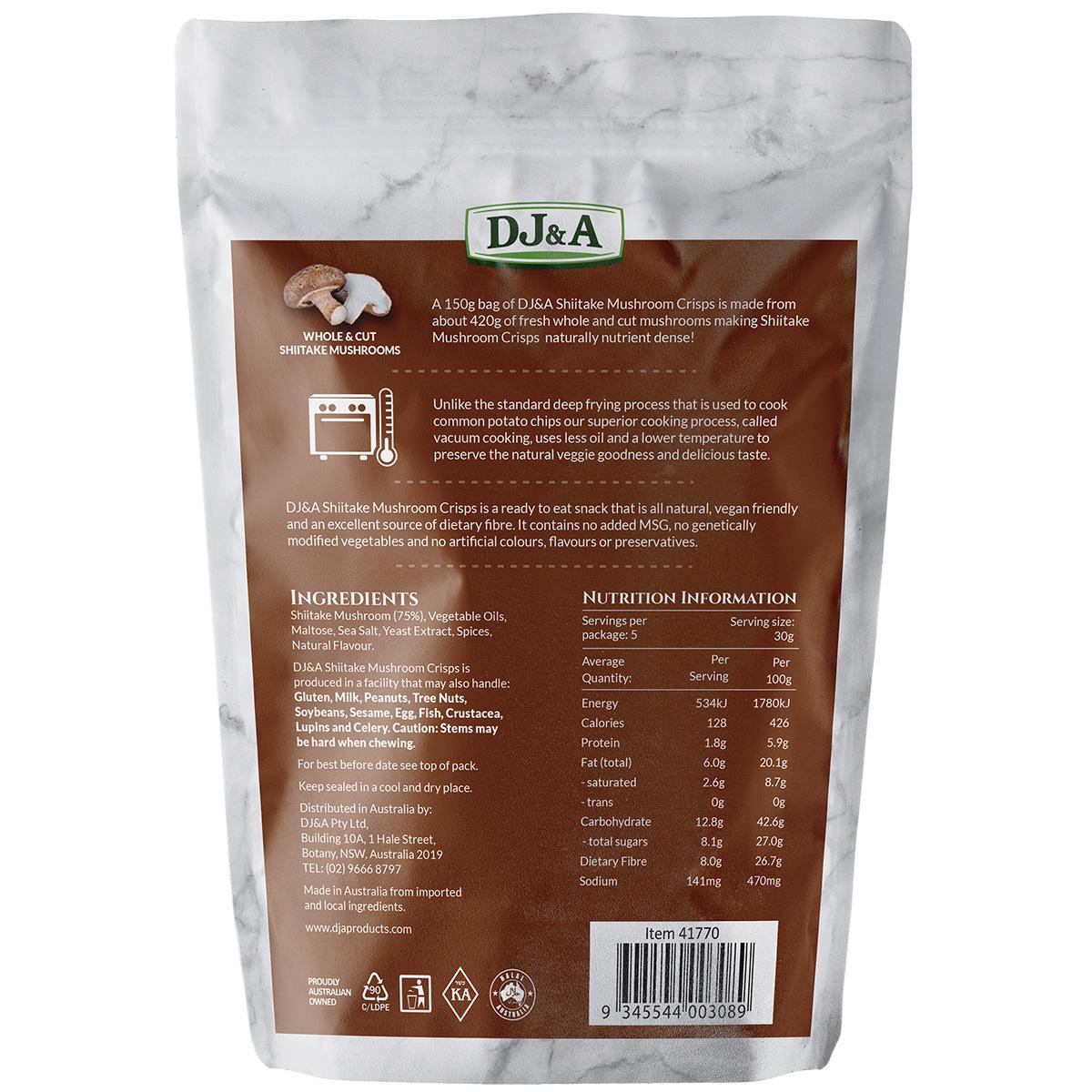 DJ&A Shitake Mushroom Crisps 3 x 150g