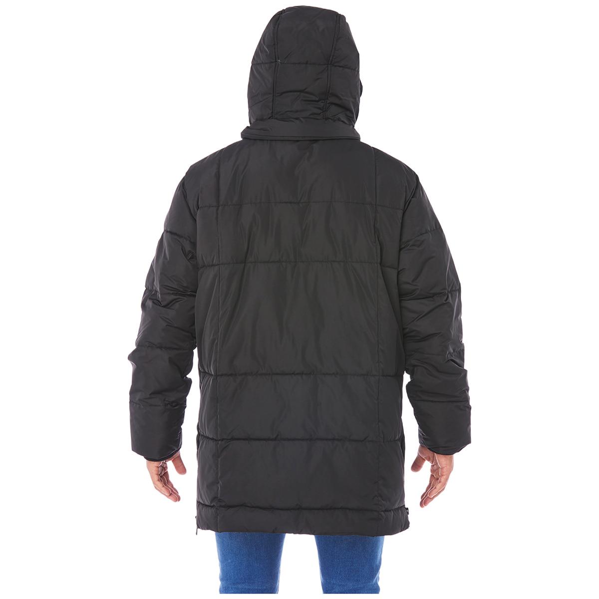 DKNY Men's Cold Weather Parka Sherpa Hoodie Black
