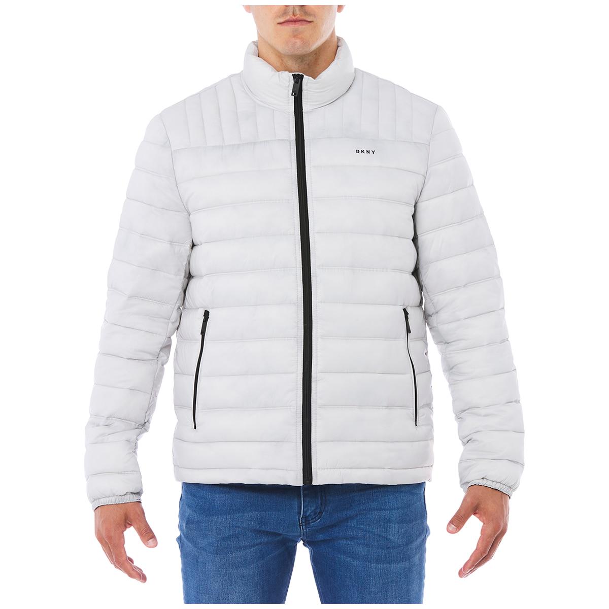 DKNY Mens Logo Packable Jacket - Ice