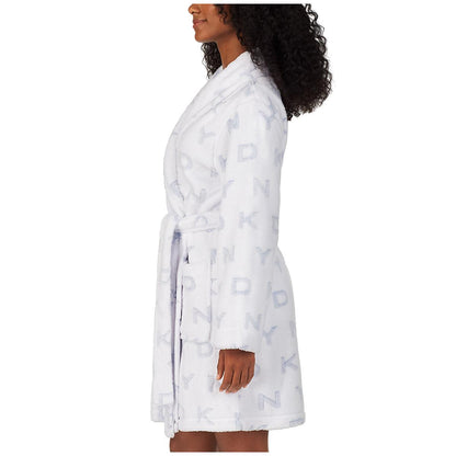 DKNY Women's Short Wrap Robe White