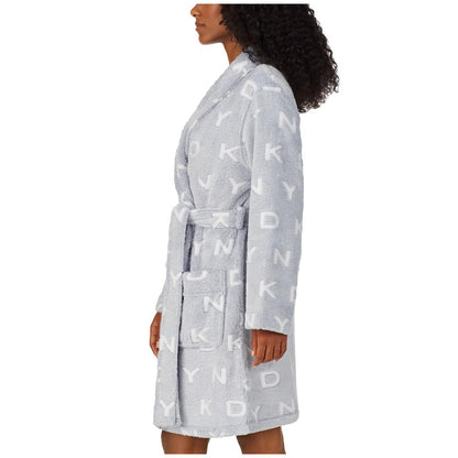 DKNY Women's Short Wrap Robe Grey
