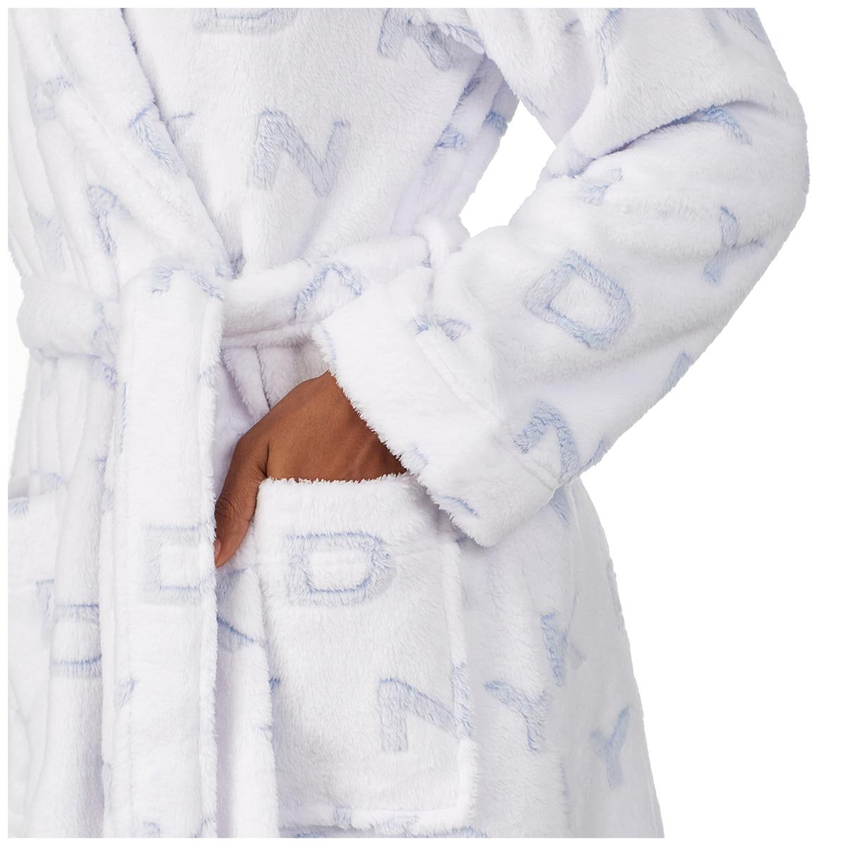 DKNY Women's Short Wrap Robe White