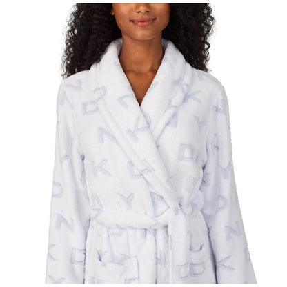 DKNY Women's Short Wrap Robe White