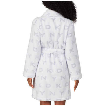 DKNY Women's Short Wrap Robe White