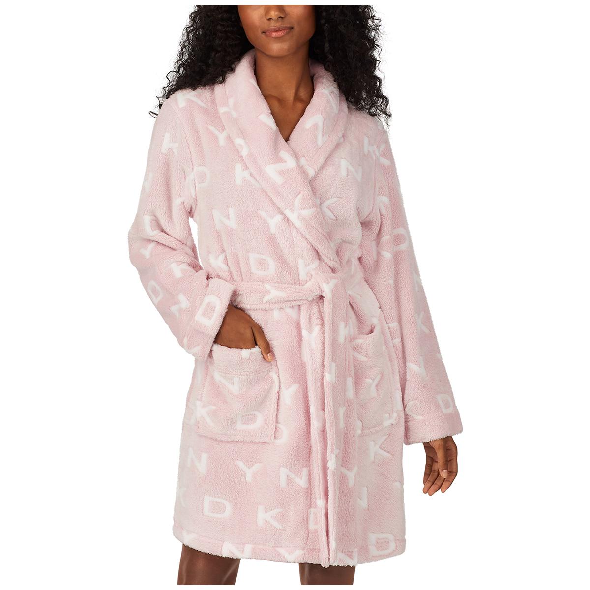 DKNY Women's Short Wrap Robe White