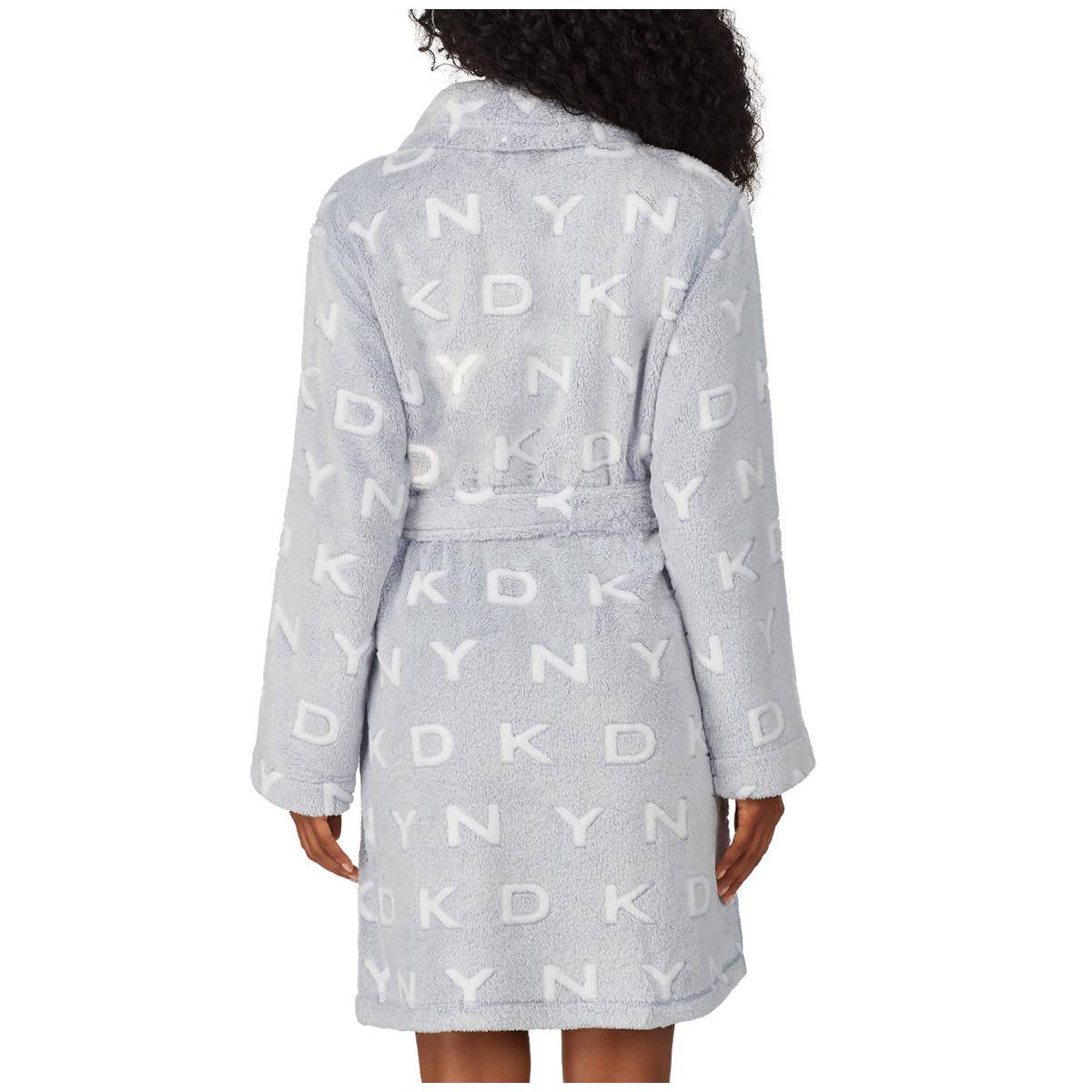 DKNY Women's Short Wrap Robe Grey
