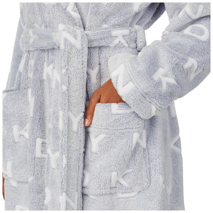 DKNY Women's Short Wrap Robe Grey