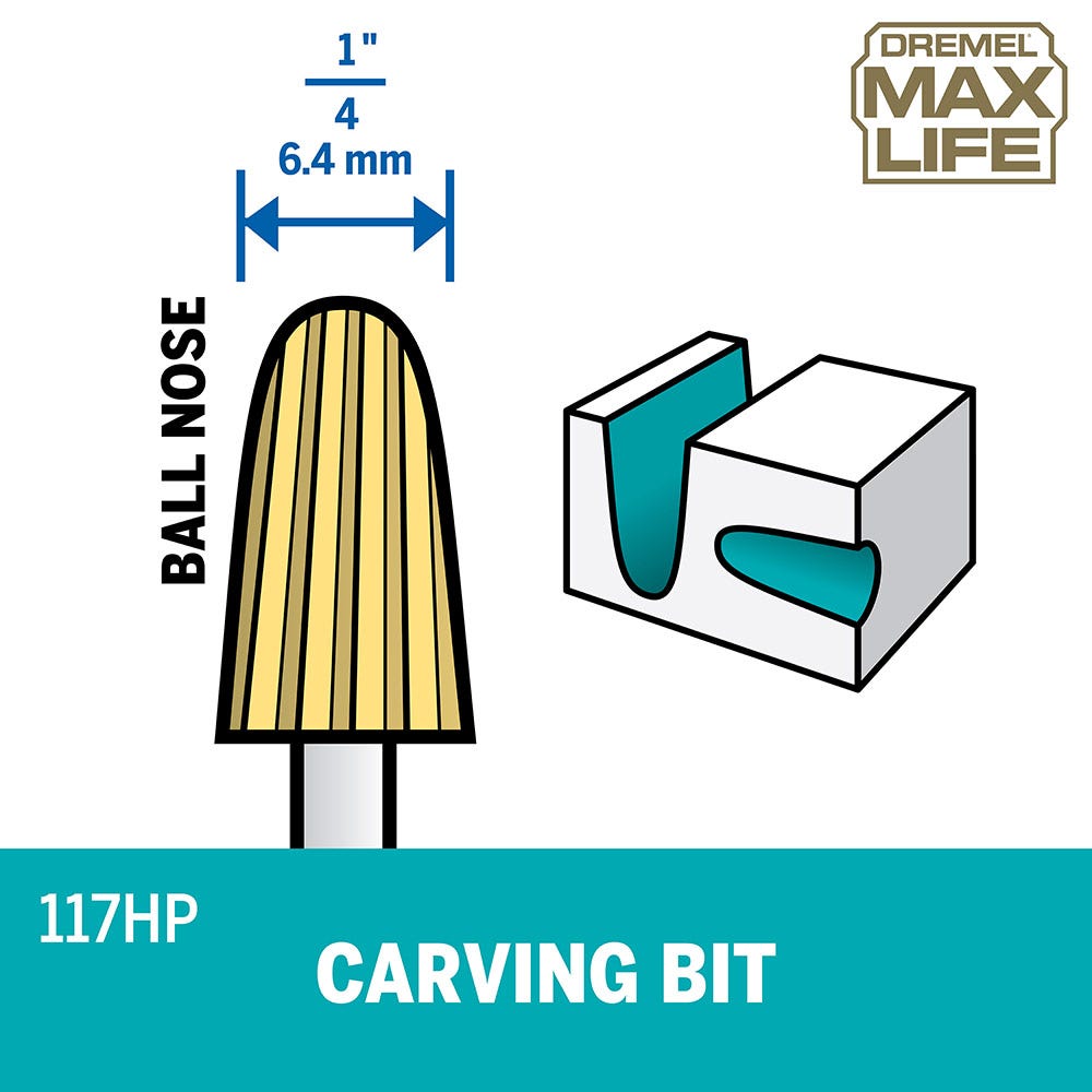 DREMEL 117HP 6.4mm MAX LIFE Curved High Speed Cutter Bits - 2 Piece 26150117HA