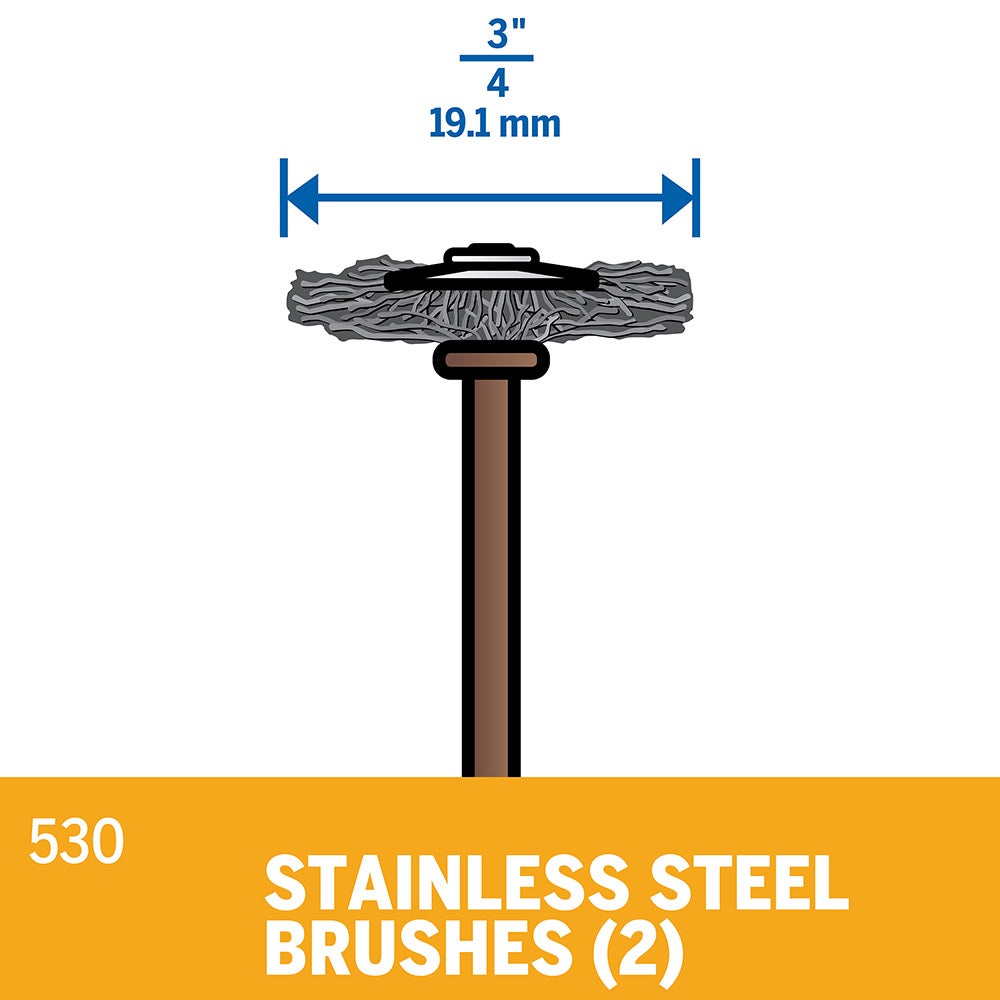 DREMEL 19mm Flat Head Stainless Steel Brush (530-2) 2 - Piece 26150530AC