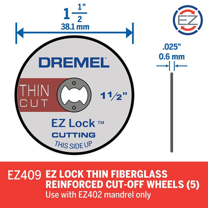 DREMEL 38mm EZ Lock Thin Cut Off Wheel (EZ409) - 5 Piece 2615E409AC