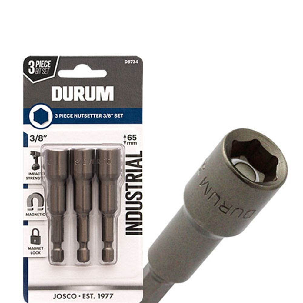 DURUM 3 8inch x 65mm Magnetic Power Nutsetter - 3 Piece