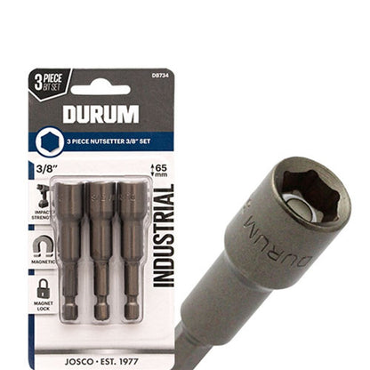 DURUM 3 8inch x 65mm Magnetic Power Nutsetter - 3 Piece