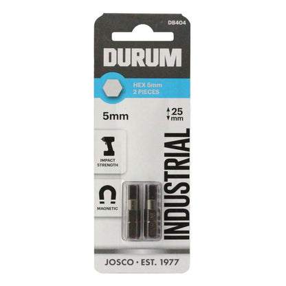 DURUM 5 x 25mm Internal Hex Insert Screwdriver Bit - 2 Piece