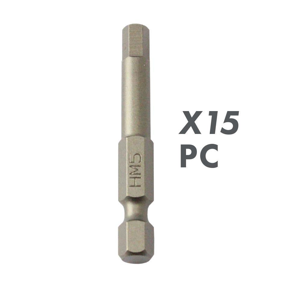 DURUM 5 x 50mm Internal Hex Power Screwdriver Bit w. Case - 15 Piece