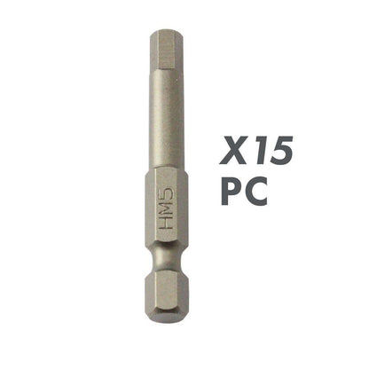 DURUM 5 x 50mm Internal Hex Power Screwdriver Bit w. Case - 15 Piece