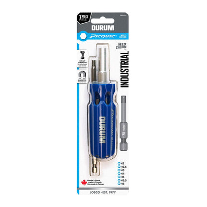 DURUM 7PC 75mm Multi-Bit Set Hex Metric Blue Screwdriver DB99002