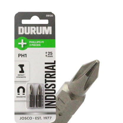 DURUM PH1 x 25mm Phillips Insert Screwdriver Bit - 2 Piece