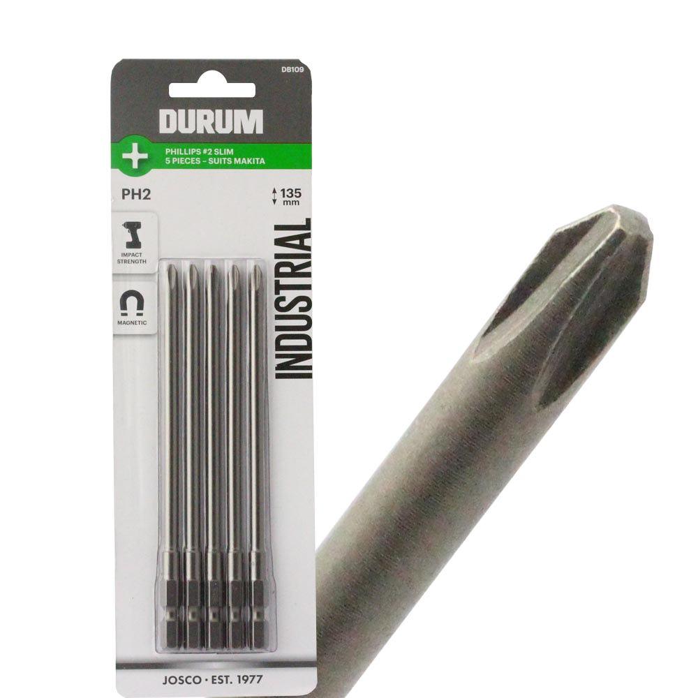 DURUM PH2 x 135mm Phillips Power Screwdriver Bit suits MAKITA Collated Screwgun - 5 Piece