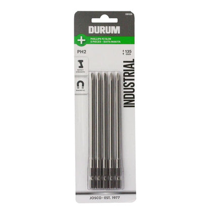 DURUM PH2 x 135mm Phillips Power Screwdriver Bit suits MAKITA Collated Screwgun - 5 Piece
