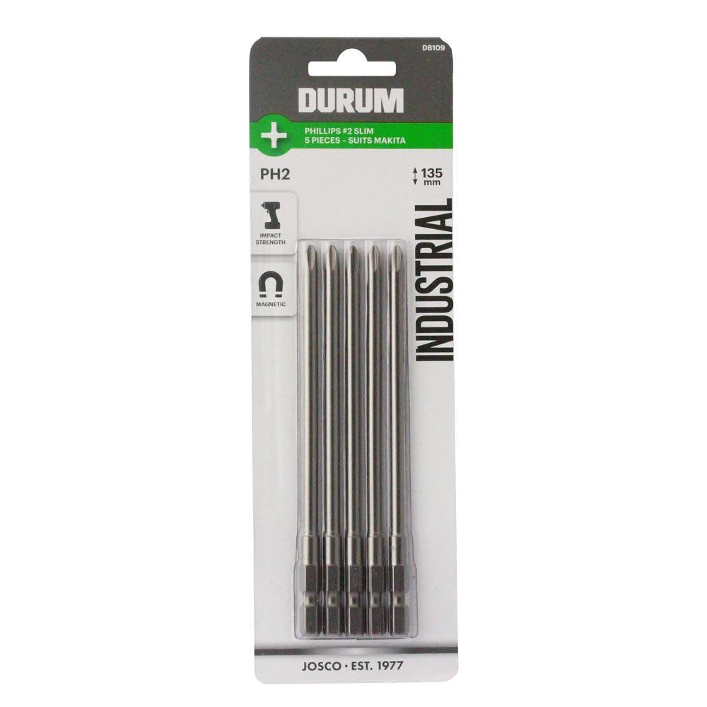 DURUM PH2 x 135mm Phillips Power Screwdriver Bit suits MAKITA Collated Screwgun - 5 Piece