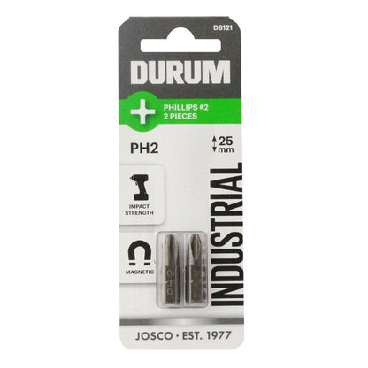 DURUM PH2 x 25mm Phillips Insert Screwdriver Bit - 2 Piece