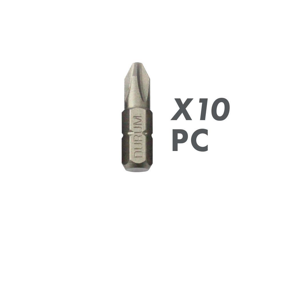 DURUM PH2 x 25mm Phillips Insert Screwdriver Bit - 10 Piece