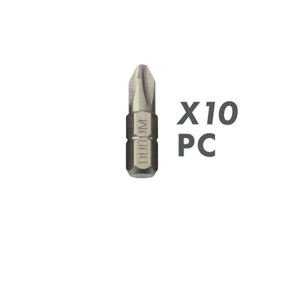 DURUM PH2 x 25mm Phillips Insert Screwdriver Bit - 10 Piece