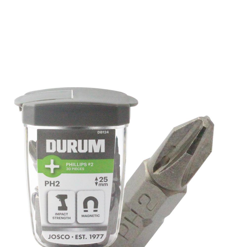 DURUM PH2 x 25mm Phillips Insert Screwdriver Bit w. Case - 30 Piece