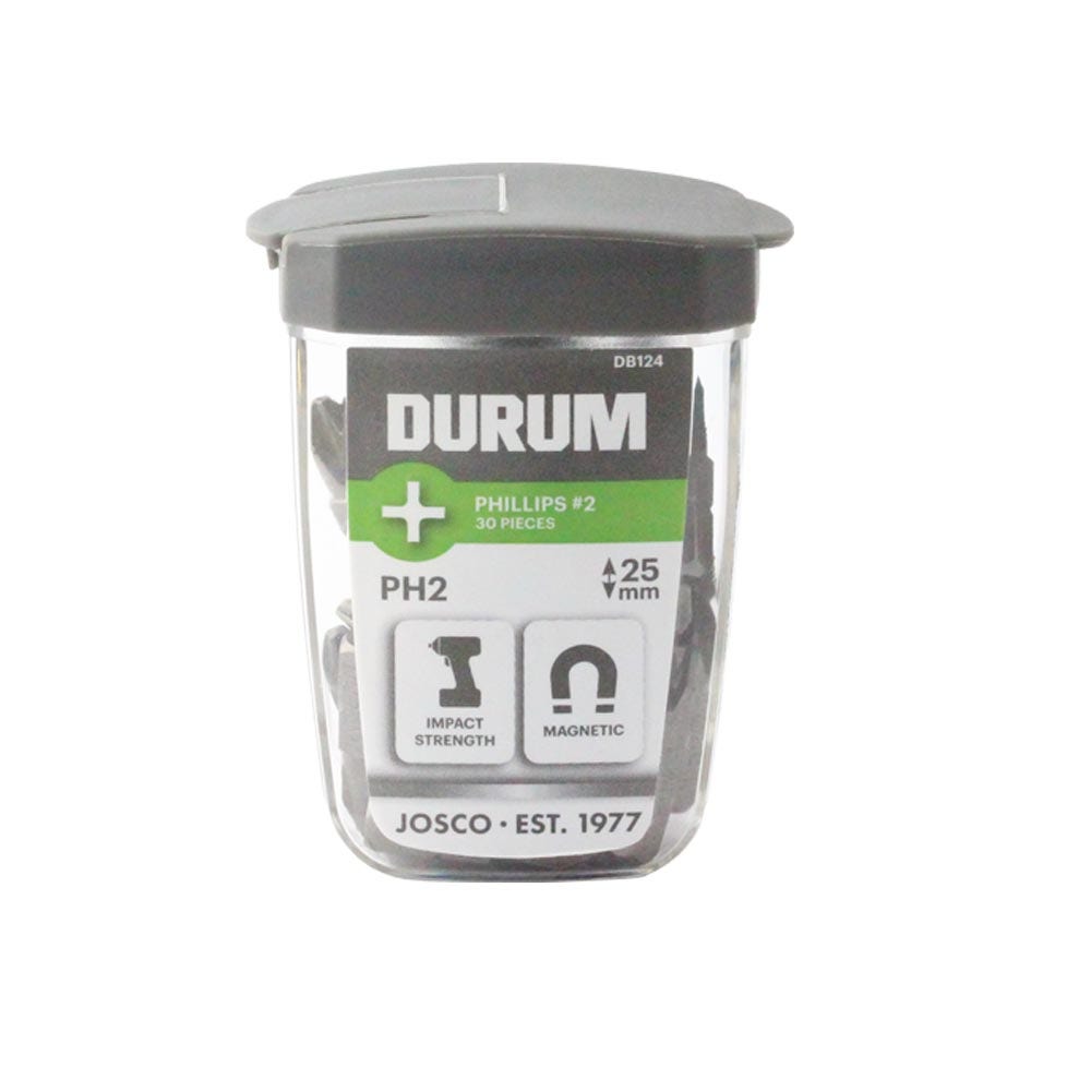 DURUM PH2 x 25mm Phillips Insert Screwdriver Bit w. Case - 30 Piece