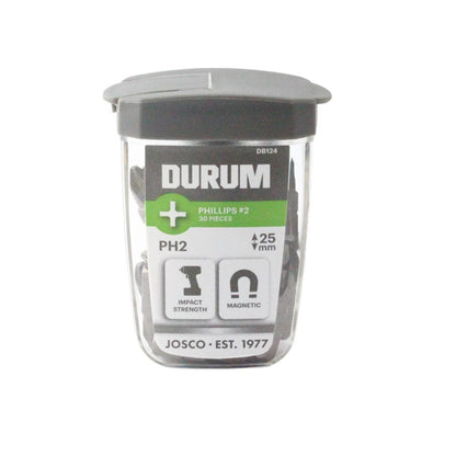 DURUM PH2 x 25mm Phillips Insert Screwdriver Bit w. Case - 30 Piece