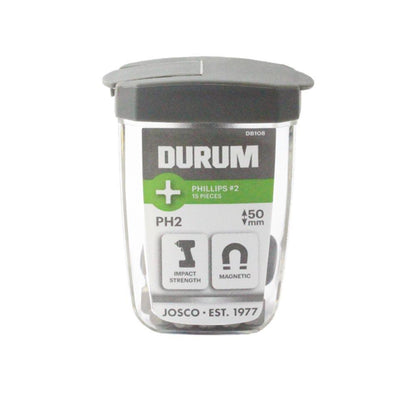 DURUM PH2 x 50mm Phillips Power Screwdriver Bit w. Case - 15 Piece