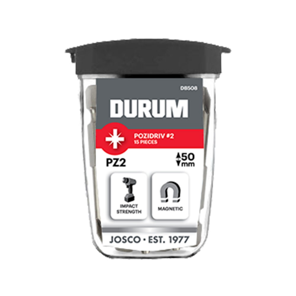 DURUM PZ2 x 50mm Pozidrive Power Screwdriver Bit - 15 Piece