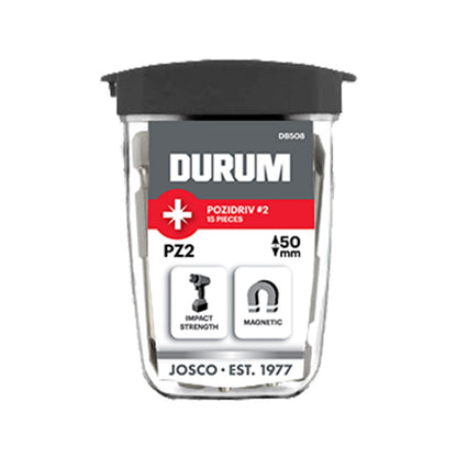 DURUM PZ2 x 50mm Pozidrive Power Screwdriver Bit - 15 Piece
