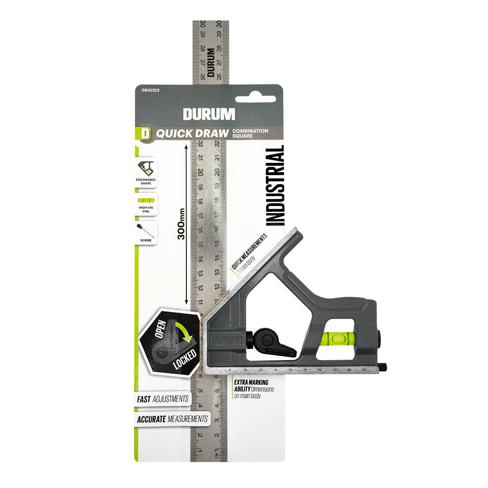 DURUM Quickdraw 300mm Combination Square Metal DB10103