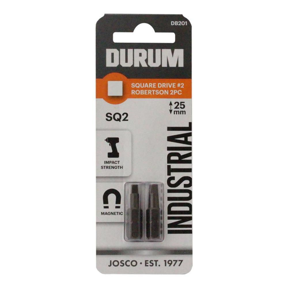 DURUM R2 x 25mm Robertson Square Insert Screwdriver Bit - 2 Piece