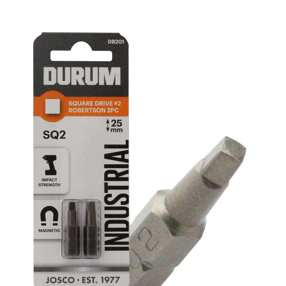 DURUM R2 x 25mm Robertson Square Insert Screwdriver Bit - 2 Piece