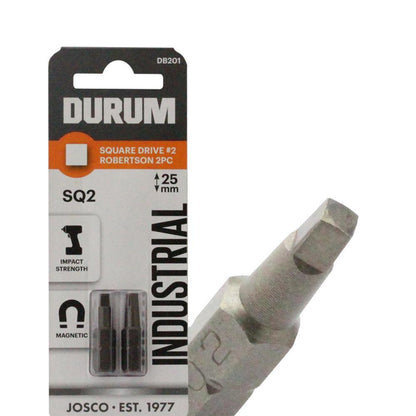 DURUM R2 x 25mm Robertson Square Insert Screwdriver Bit - 2 Piece