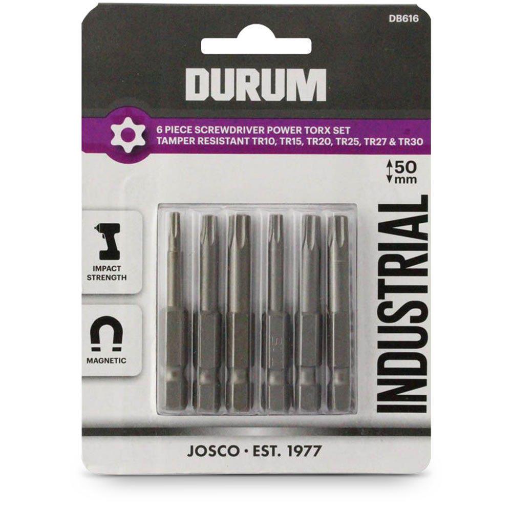 DURUM TR10-TR30 x 50mm Torx Security Power Screwdriver Bits - 6 Piece