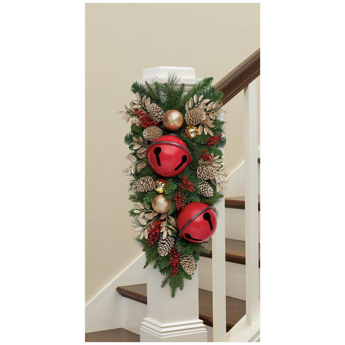 Decorative Christmas Swag With Bells Red