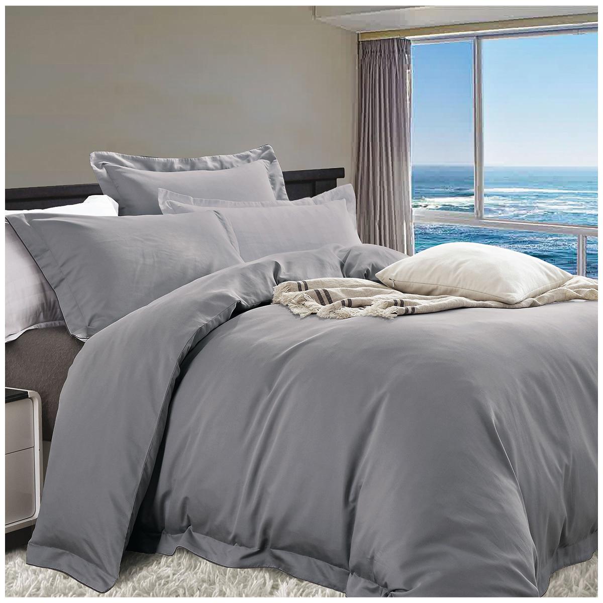 Deluxe 1200 Thread Count Cotton Rich Queen Quilt Cover Set Charcoal