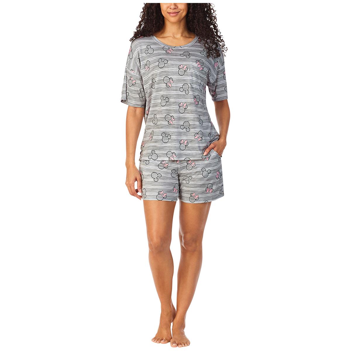 Disney Mickey and Minnie Women's Pyjama Set 2pc Grey