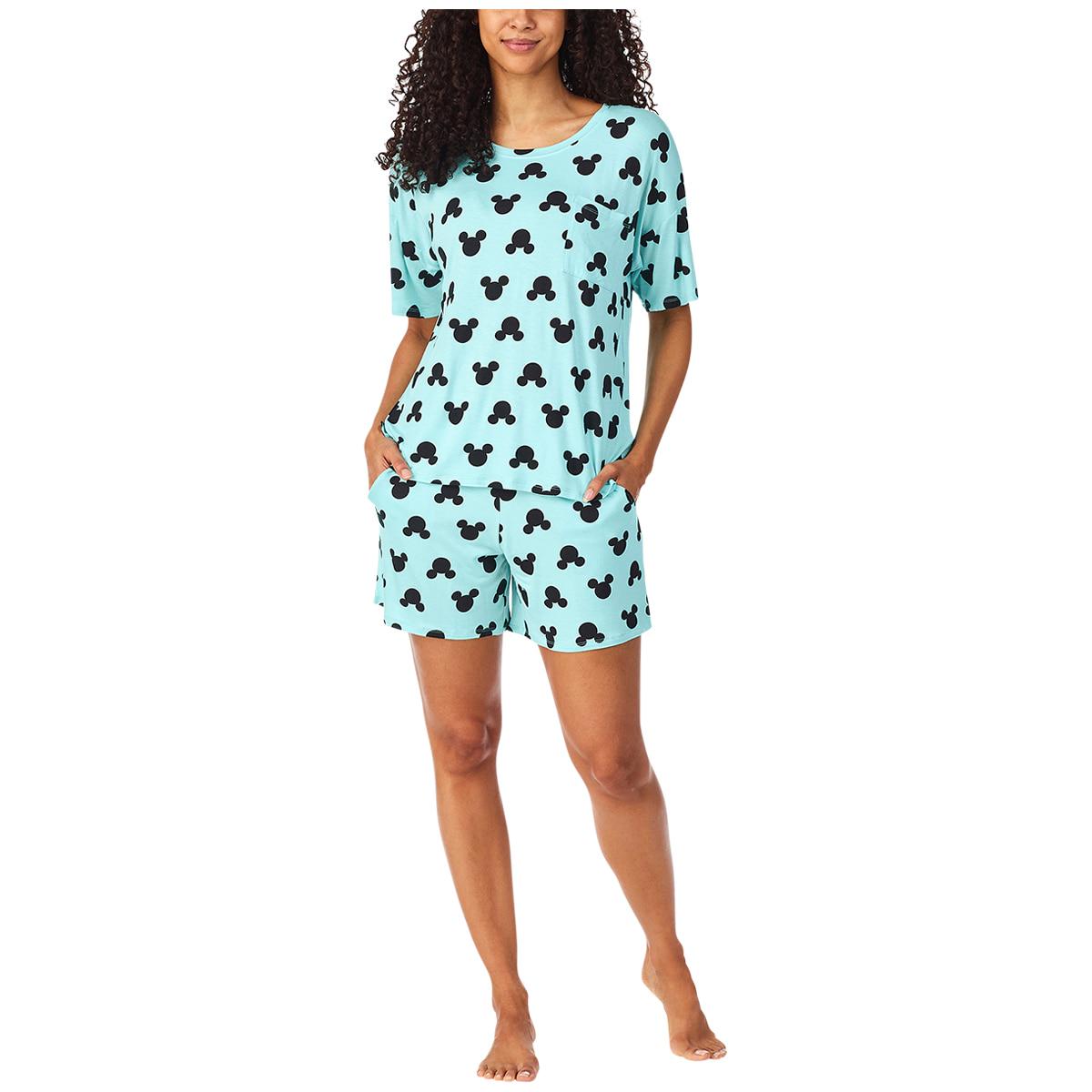 Disney Mickey and Minnie Women's Pyjama Set 2pc Blue