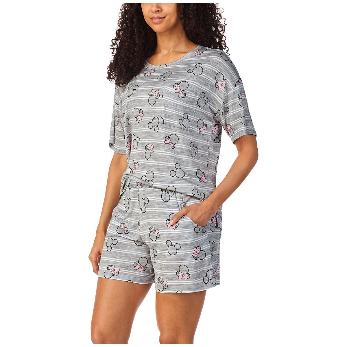 Disney Mickey and Minnie Women's Pyjama Set 2pc Grey