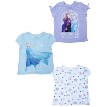 Disney and Marvel Character Girls' Tees 3pk Frozen