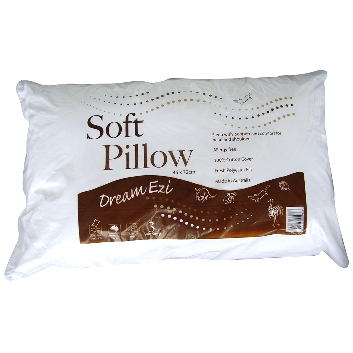 Dream-Ezi Cotton And Polyester Fill Pillow 45 x 72cm Firm