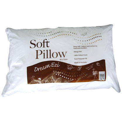 Dream-Ezi Cotton And Polyester Fill Pillow 45 x 72cm Firm
