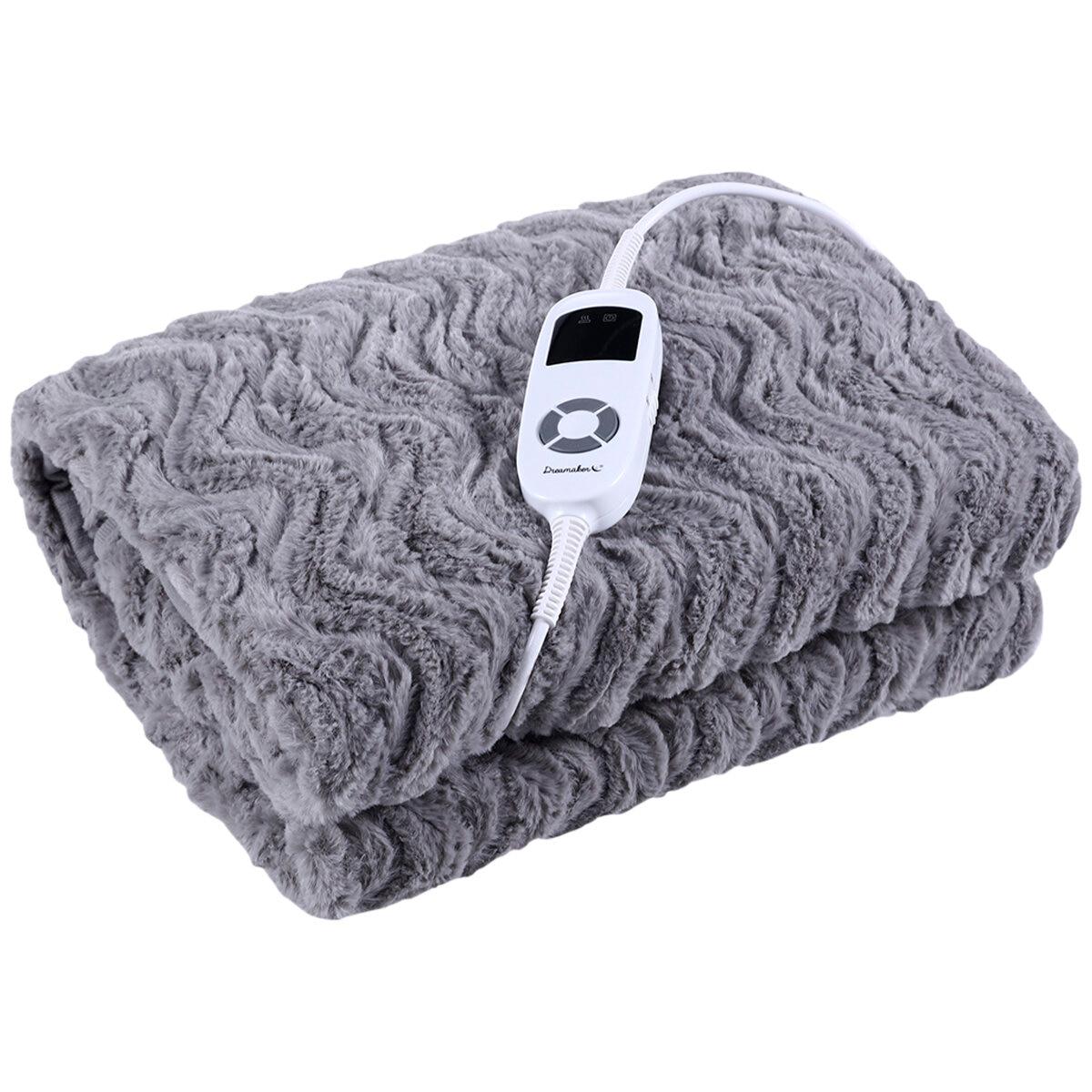 Dreamaker Faux Fur Heated Throw 500gsm Charcoal