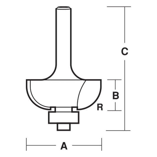 ECONOCUT Router Bit TCT Cove 6.35mm 1 4inch -Shank EY 708 B