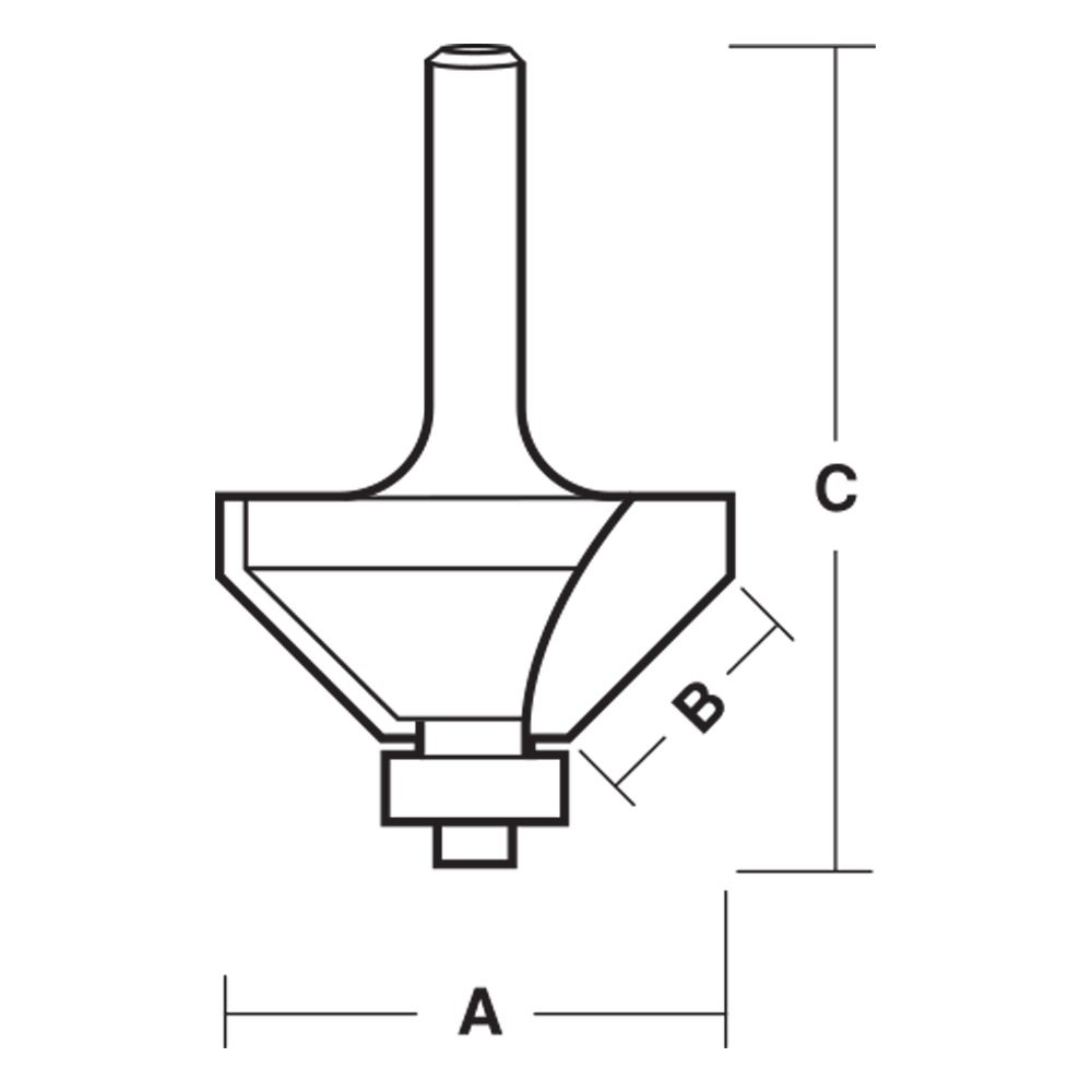 ECONOCUT Router Bit TCT Chamfering 45-Degree 32mm 1 2inch -Shank EY 916 B 1 2