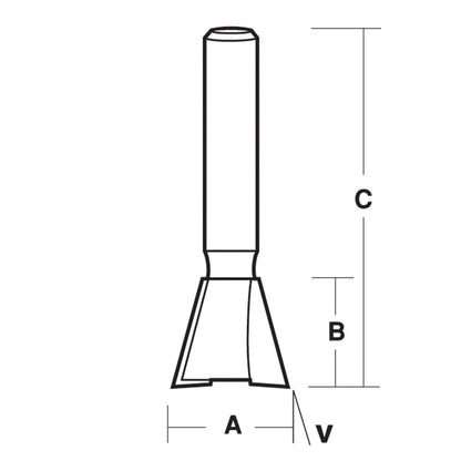 ECONOCUT Router Bit TCT Dovetail 14-Degree 14.3mm 1 4inch -Shank EY 1018